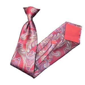 Vintage Botany 500 Red Maroon Paisley Clip On Tie